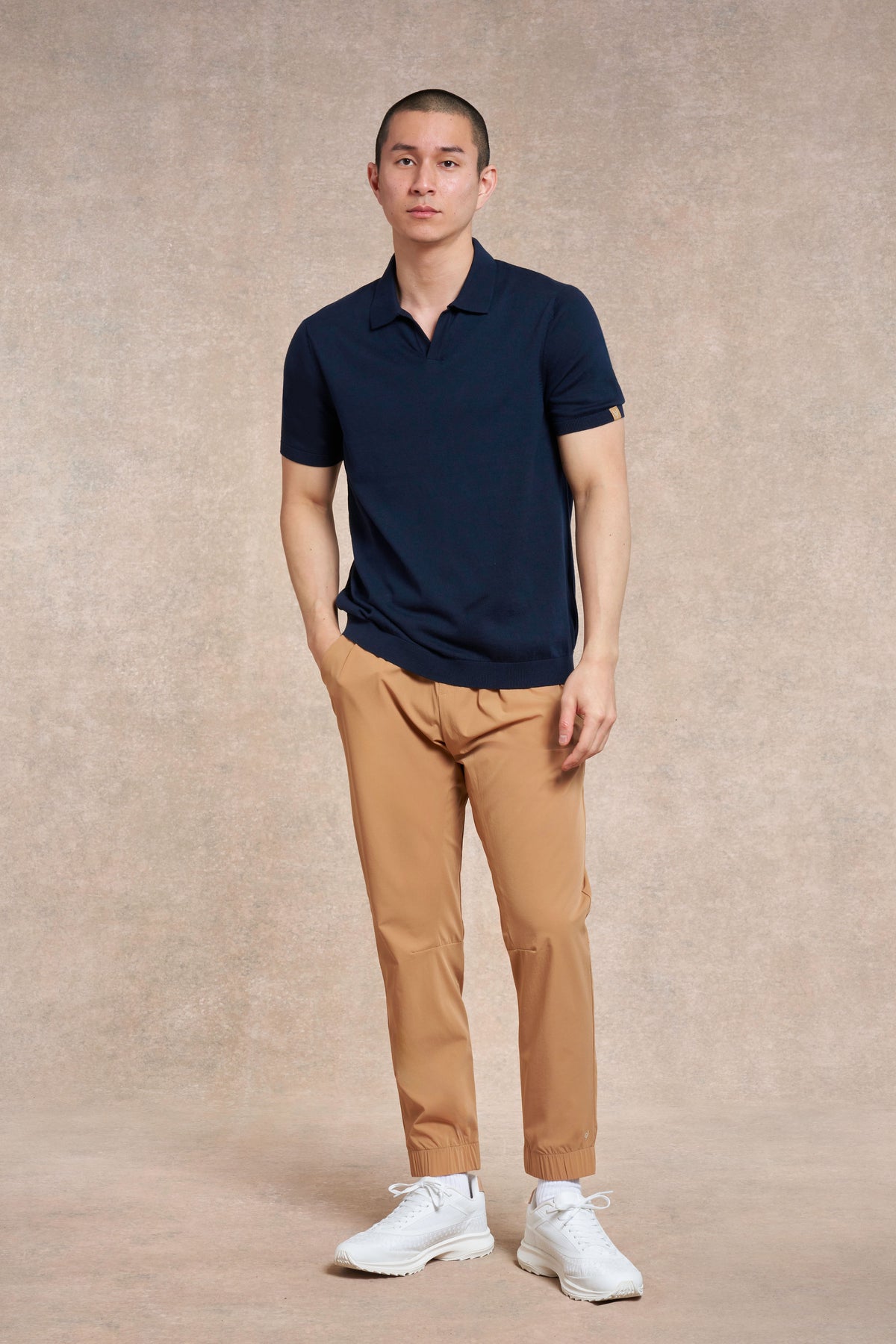Newbold Camp-Collar Knitted Cotton Polo