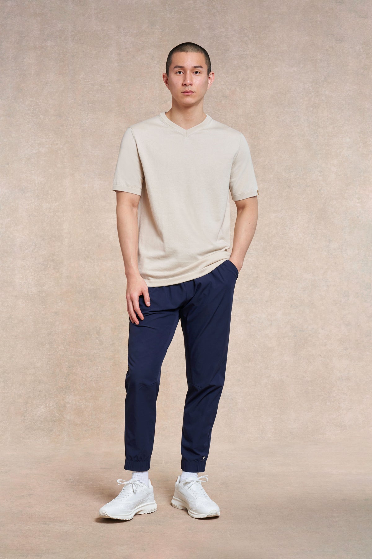 Hallaton V Neck Knitted Cotton T-Shirt