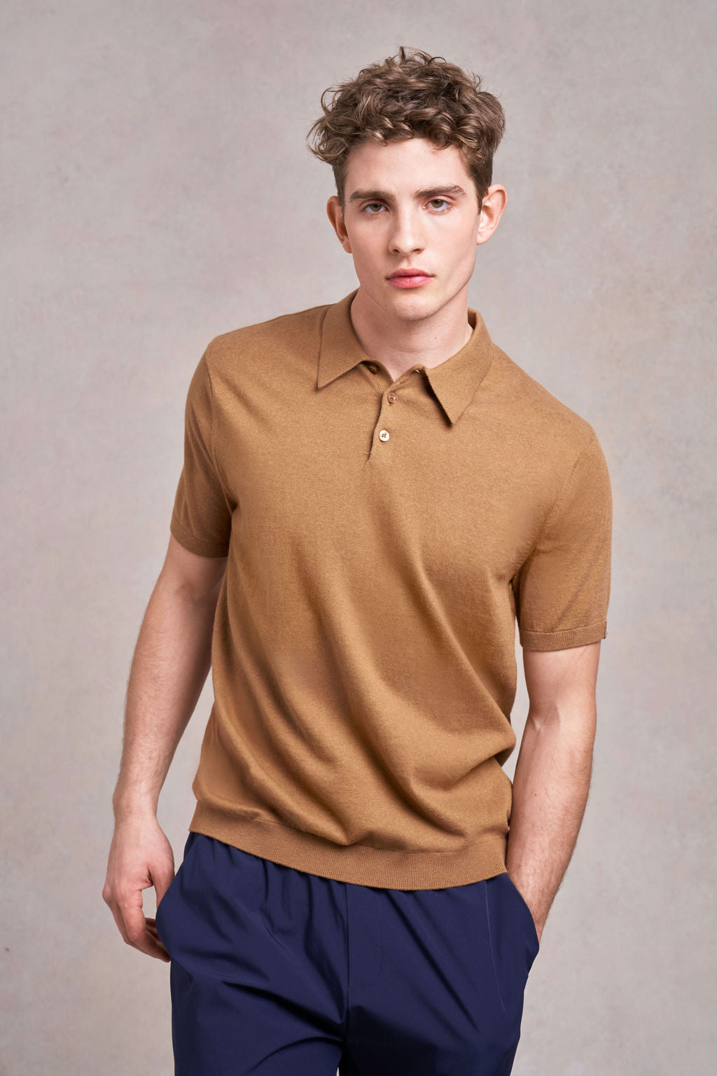 Pickwell Strick-Poloshirt | kamel