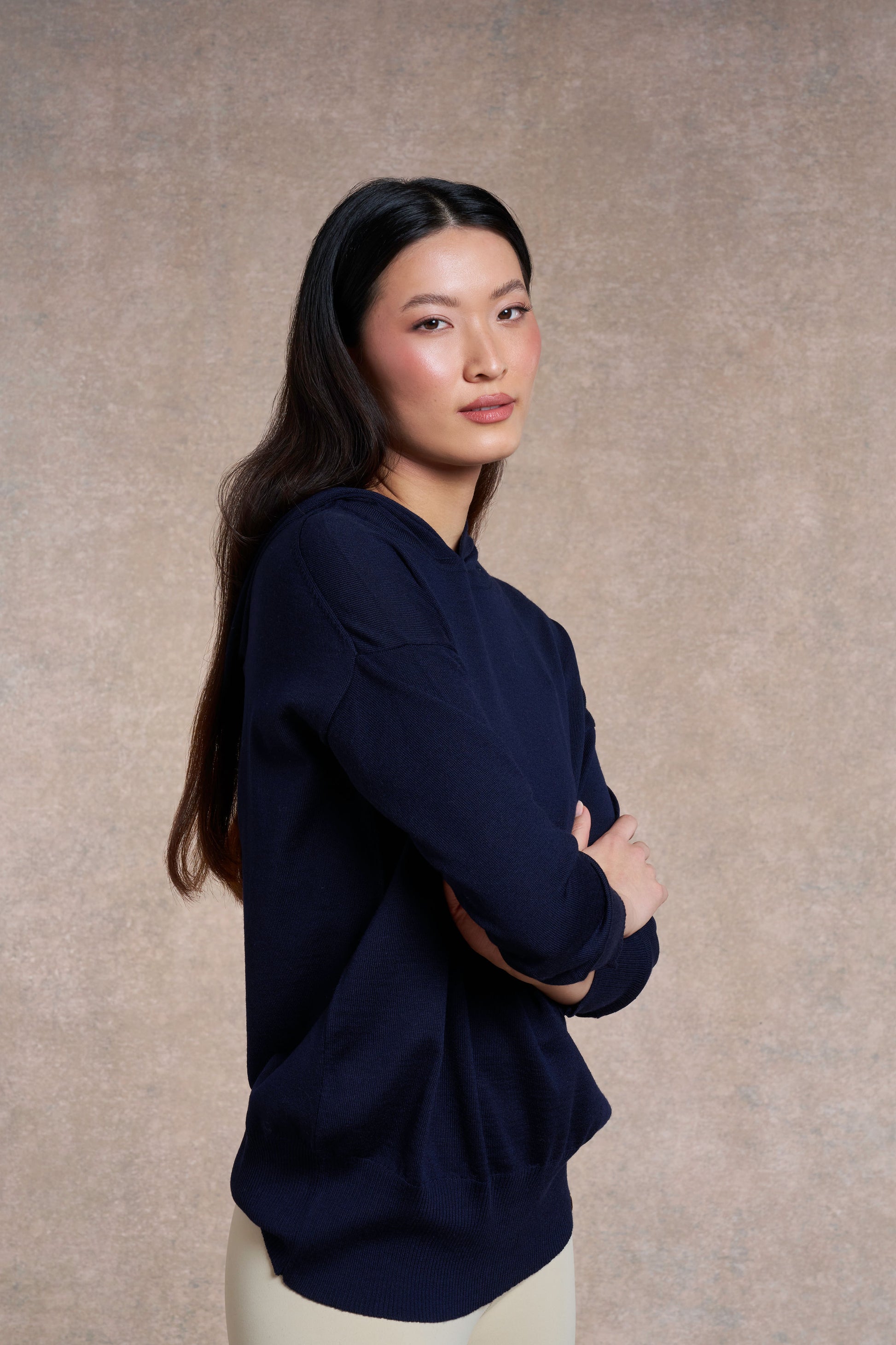 Beeby Knitted Hooded Jumper | navy