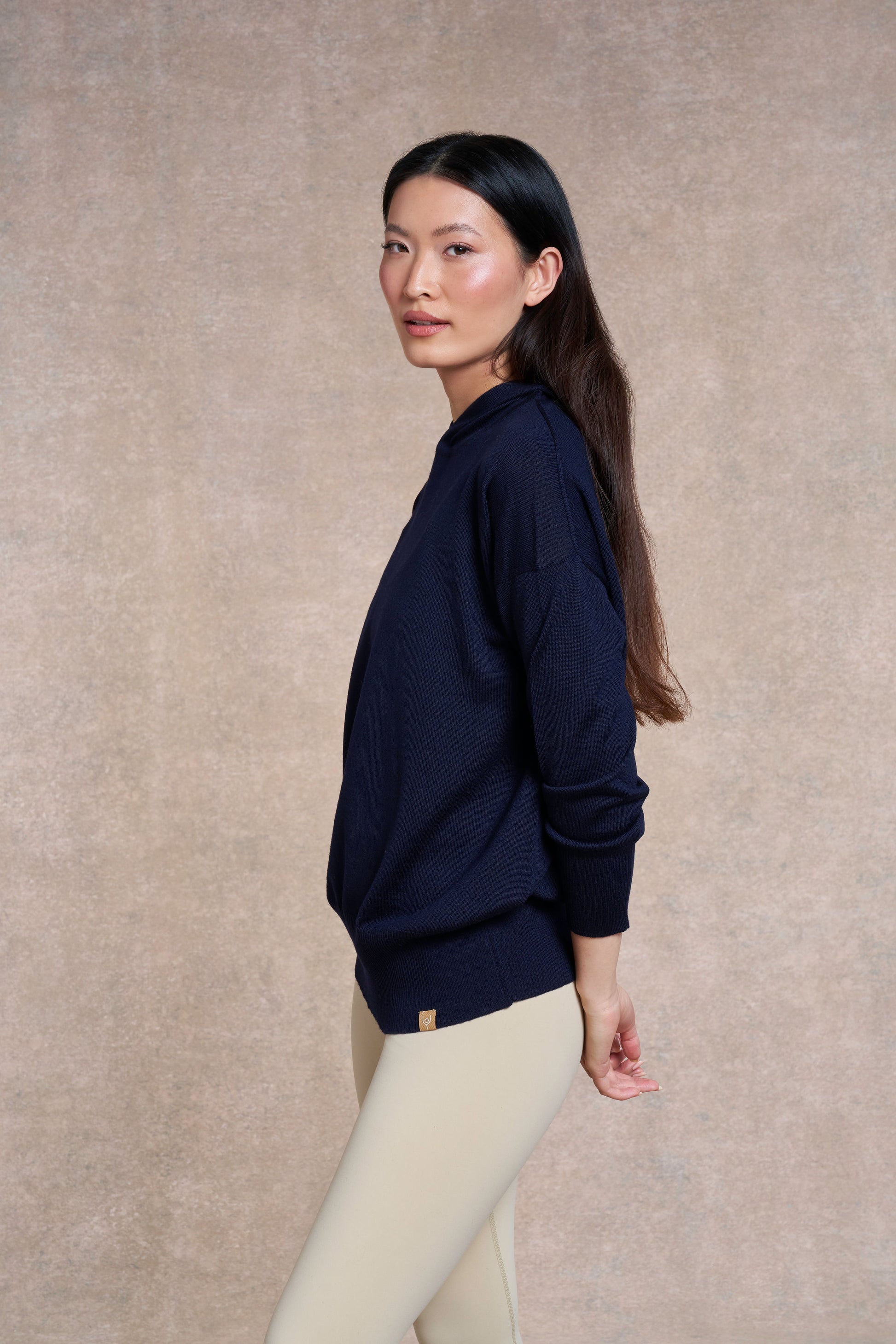 Beeby Knitted Hooded Jumper | navy