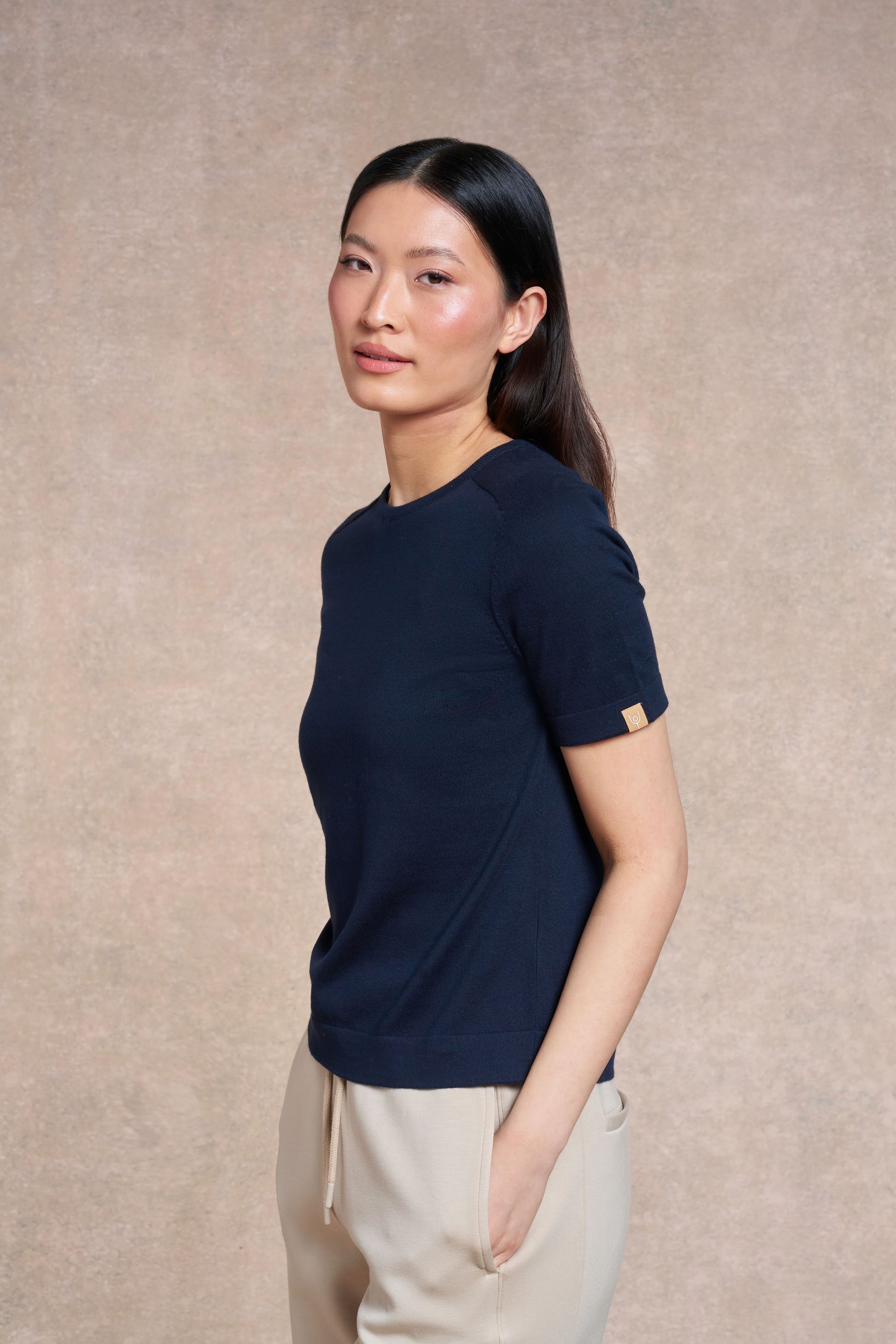 Somerby Knitted T-Shirt | navy